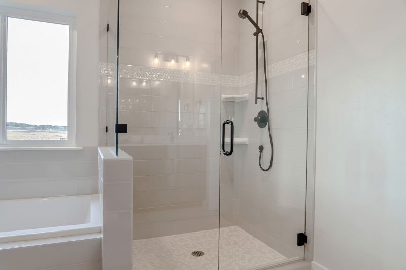 Walk-in Shower with Black Frame Accents